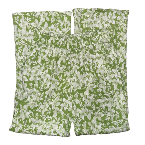 Cotton Bleu Pants - NWT Cotton Bleu Boutique Green Floral Print High Waist Pants Summer Resort